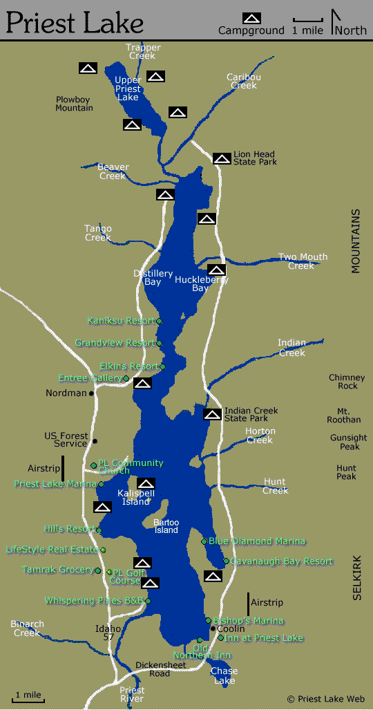 Priest Lake Idaho Area Map